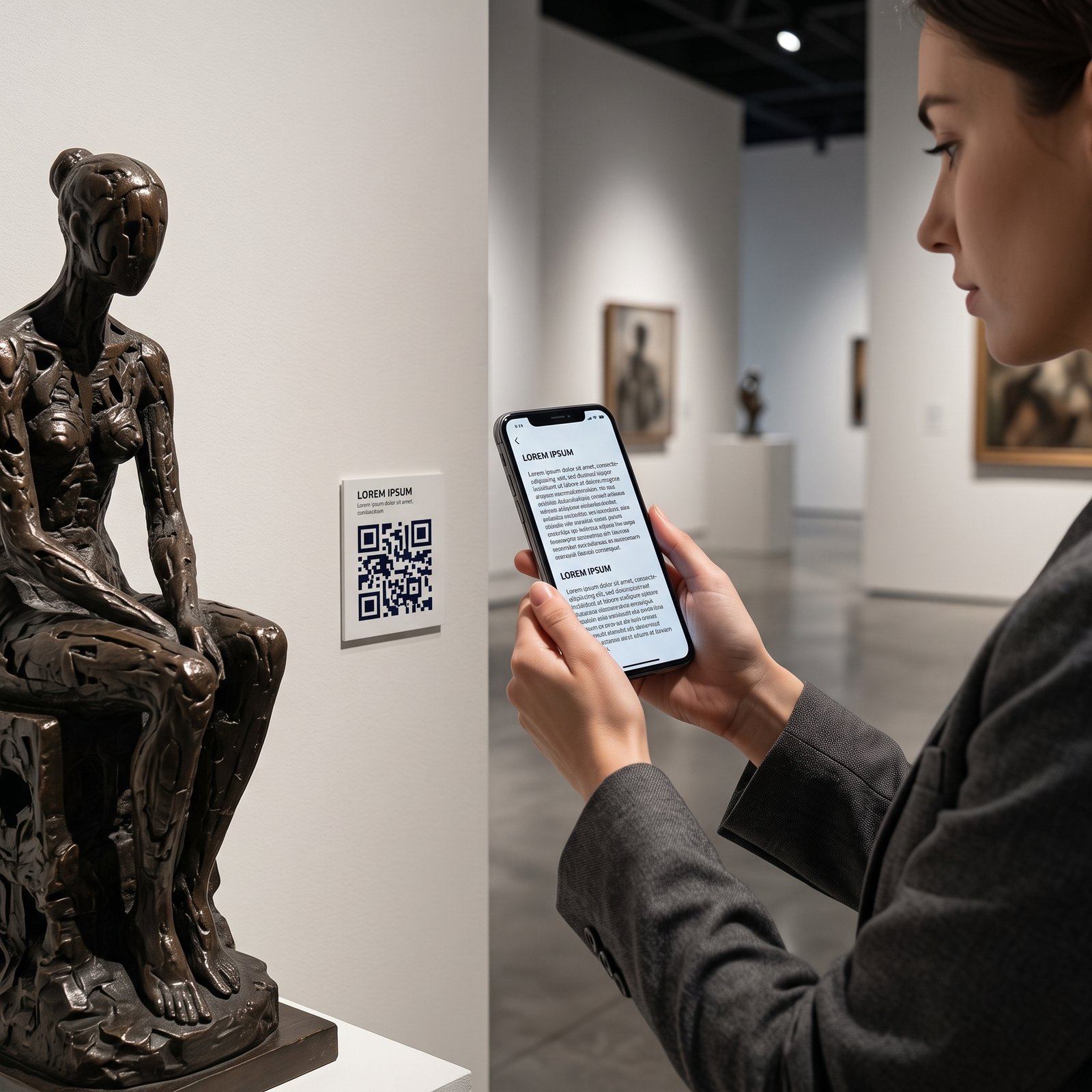 Pessoa escaneando um QR Code de texto e vendo o conteúdo aparecer direto na tela do celular qrfacil